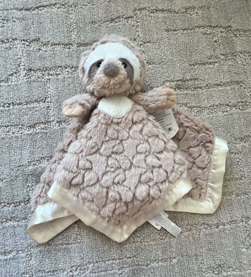 Mary Meyer Putty Sloth Character Blanket Security Lovey Plush Satin Trim